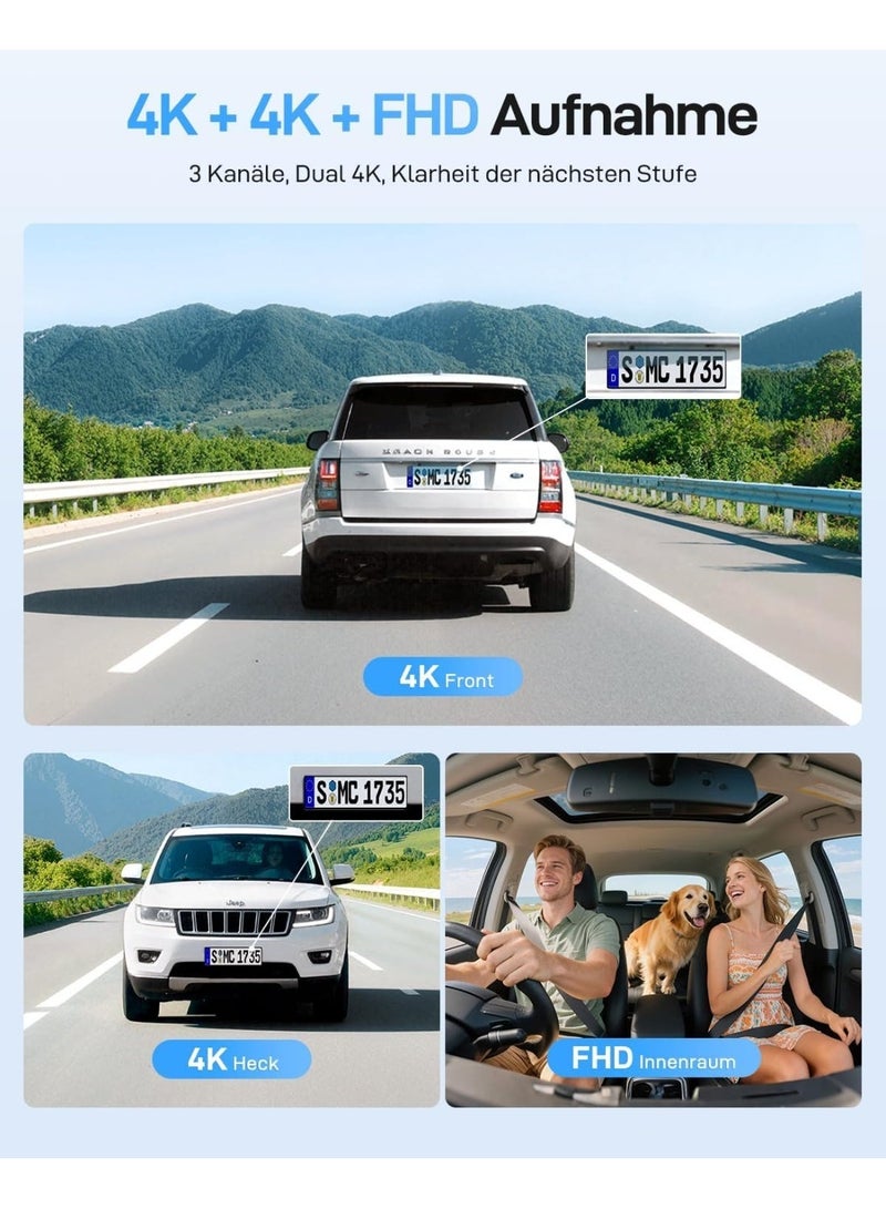 Viofo A229 Ultra 3 Channel Dash Camera for Car – Front 4K, Rear 4K & Fisheye Interior 1080P Car Dash Cam, Dashcam with GPS, Night Vision & Parking Mode - Image 2